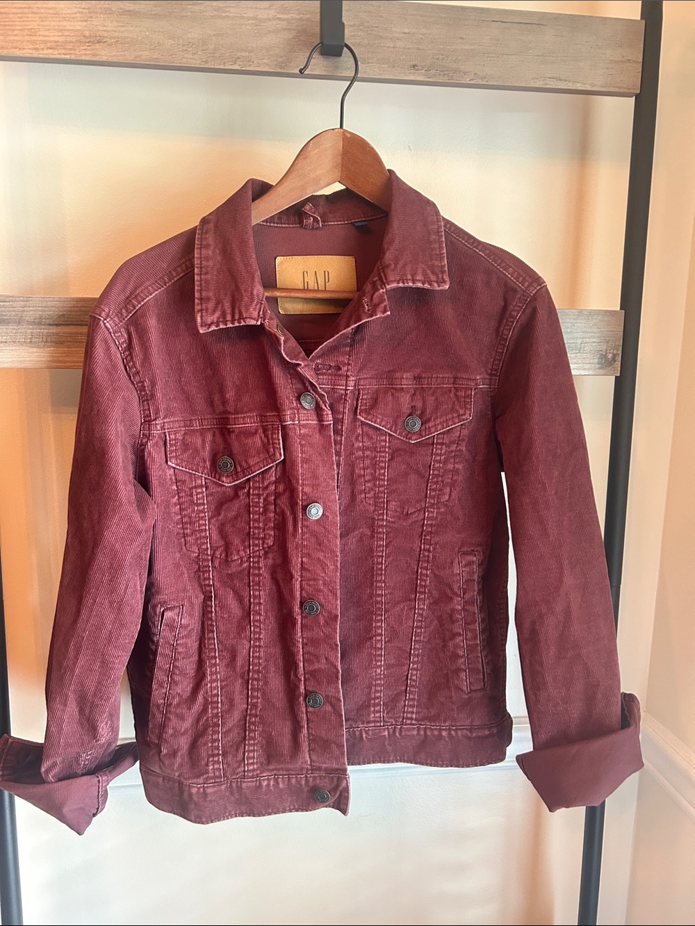 GAP Women's Wine Corduroy Jean Jacket